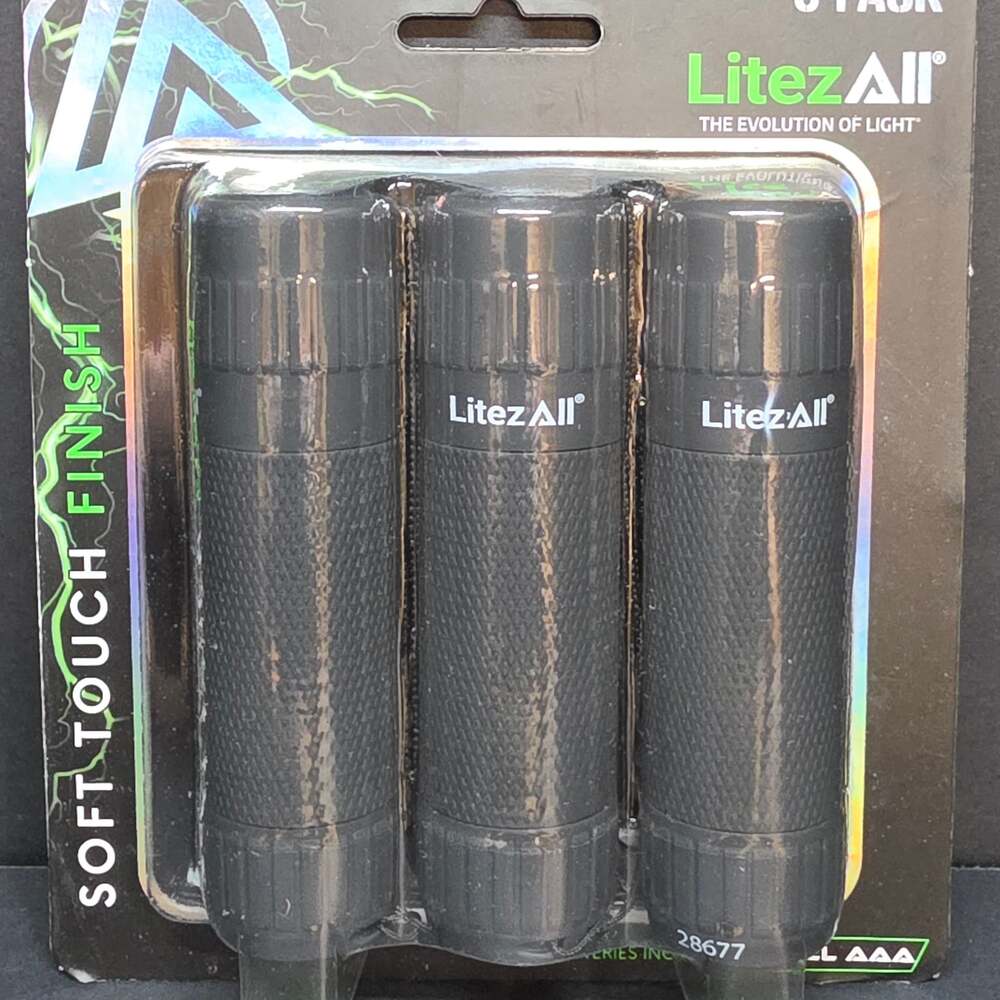 LitezAll Soft Touch Finish Pocket EDC Flashlight 3 Pack